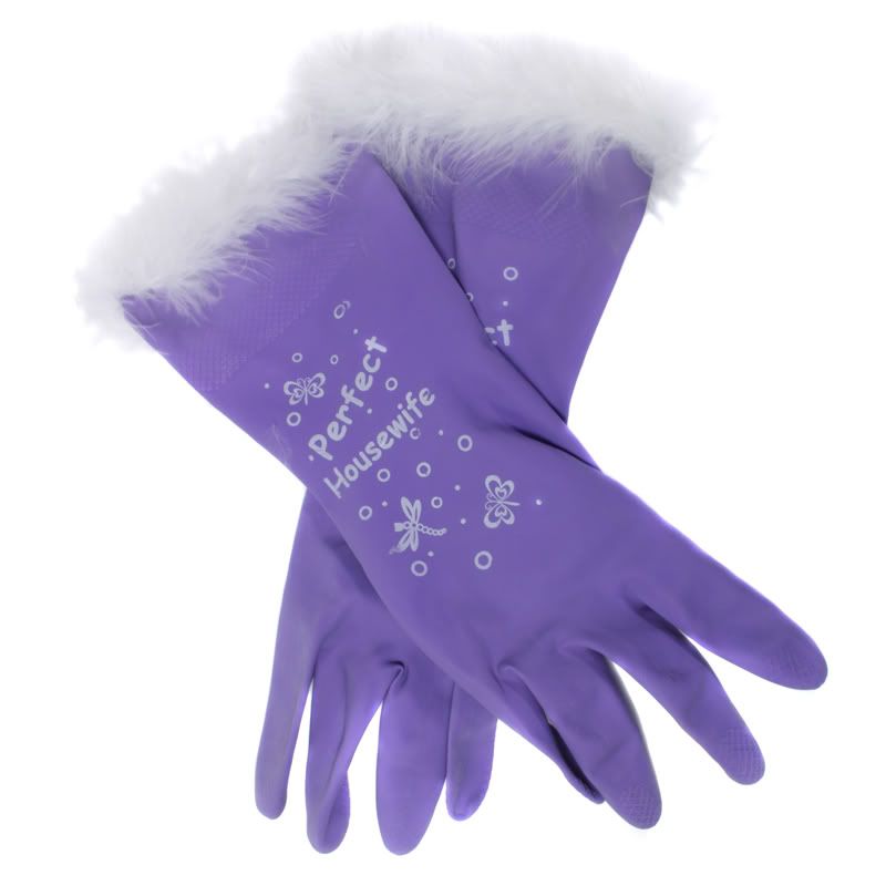 Novelty Washing Up Rubber Gloves Pink Purple Queen Of Clean Perfect