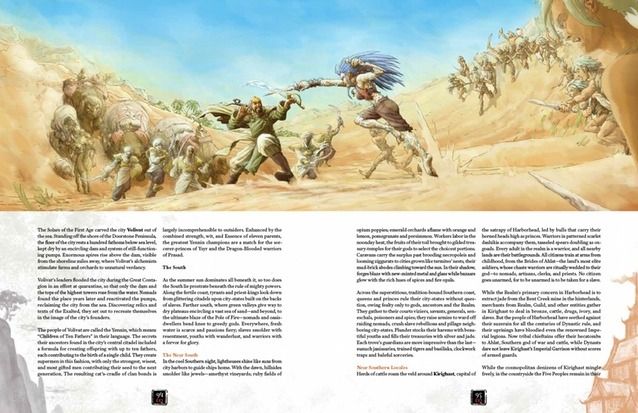 Exalted Third Edition RPG book layout spread