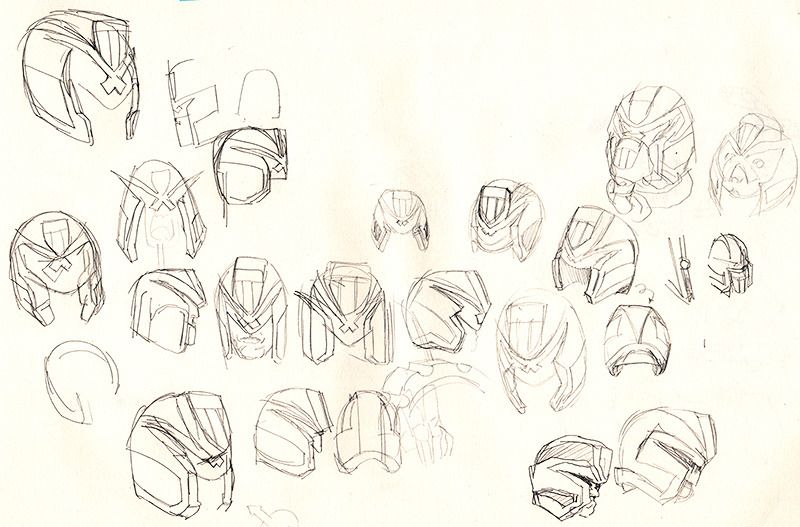 Judge Dredd helmet concept sketches