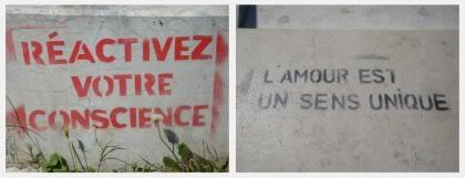 Lyon Tag Graffiti Street Art Reactivez votre conscience l'amour est un sens unique pentes croix rousse