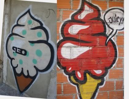 Portugal Lisbonne street art graffiti pochoir glace juicy