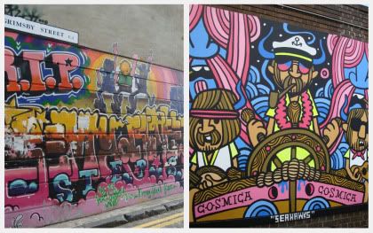 Angleterre Londres London Brick Lane Street Art Graffiti Art de Rue Tag Tags Pochoirs Cosmica  Grimsby Street