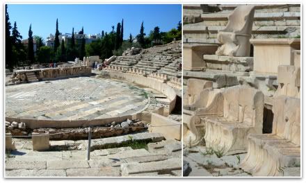 Grece athenes theatre dionysos acropole antique grec dionsysie siege fauteuil marbre tragedie