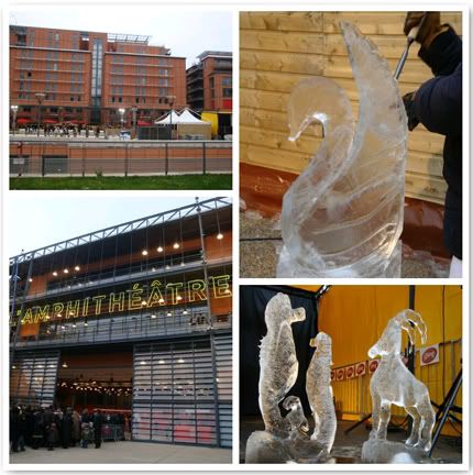 France Lyon cite internationale sculpteur sur glace sculpture patinoire amphitheatre noel