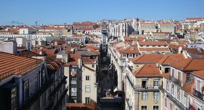 Portugal Lisbonne Elevador de Santa Justa Vue Magasin Pollux Panorama