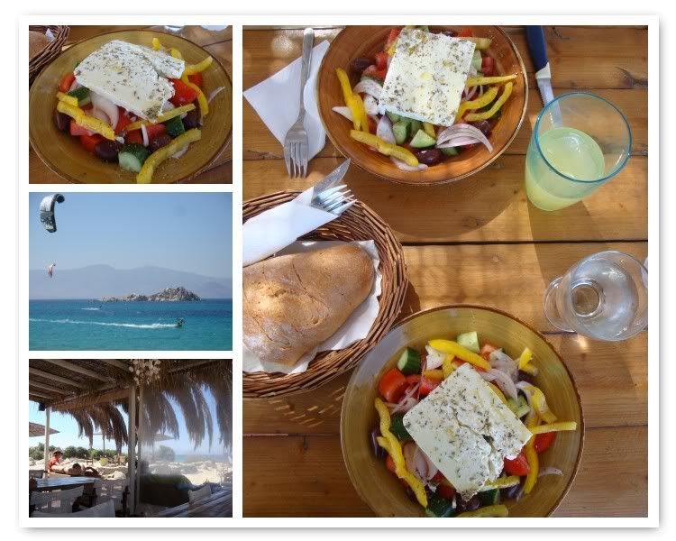 grece naxos salade grecque feta olive tomate concombre thalasea thalassea mikri vigla surf windsurf resto restaurant plage baie