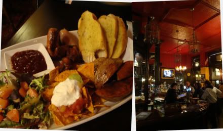 Londres London bons plans adresses pub public house bière city sampler garlic bread pain ail nachos guacamile salade potatoes chicken wings sauce barbecue bière foster strongbow cidre