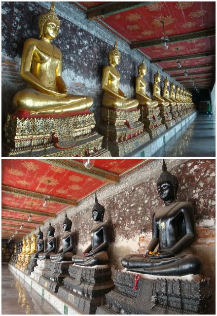 temple bouddha en ligne or bronze Wat Suthat Thepwararam Aena blog voyage thailande bangkok