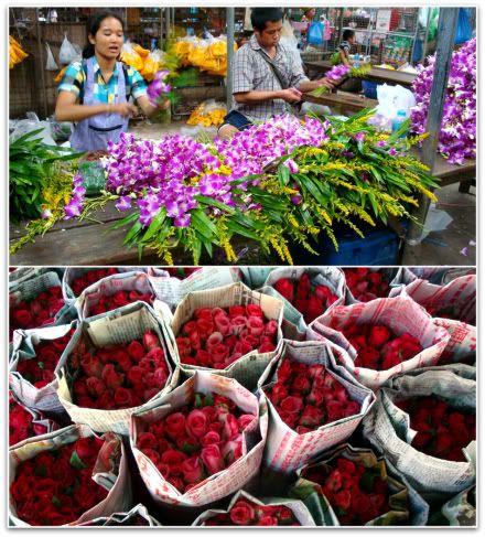 bangkok thailande Pak Khlong Talat marche fleurs market flower rose journal journaux lys jasmin