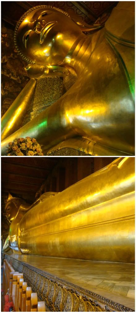 bouddha couche allonge nirvana 46 metres Wat pho Temple aena bangkok thailande