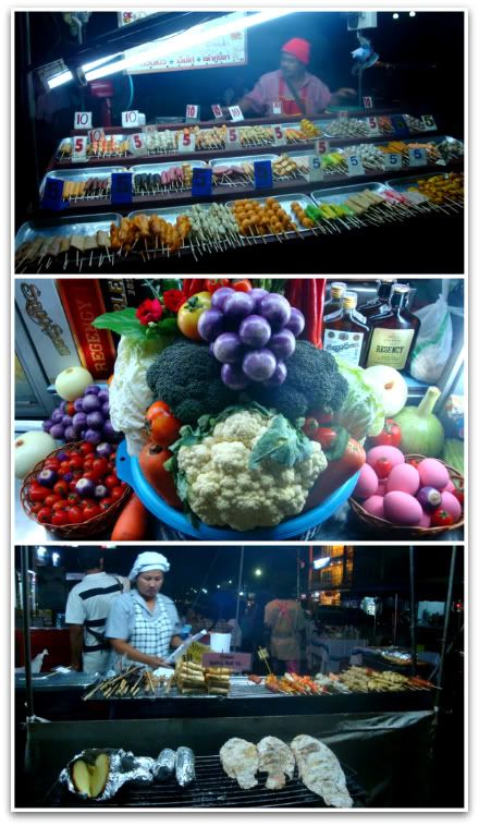 marche nuit night market krabi town ville aena blog voyage thailande photo œufs cent 100 ans brochettes street food 