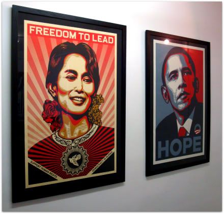 Aung San Suu Kyi  affiches obey giant hope obama expo exposition shepard fairey the Print Show magda danysz