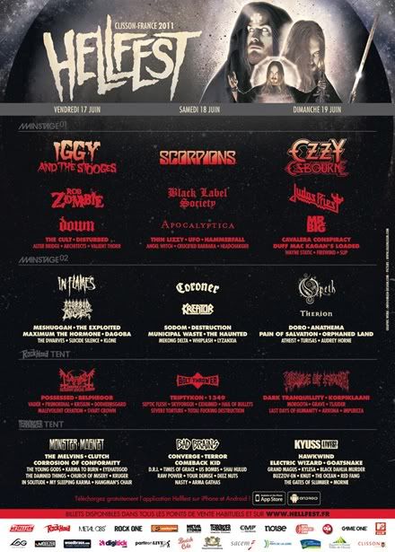 affiche running order groupes hellfest hell fest festival 2011 metal 17 18 19 juin