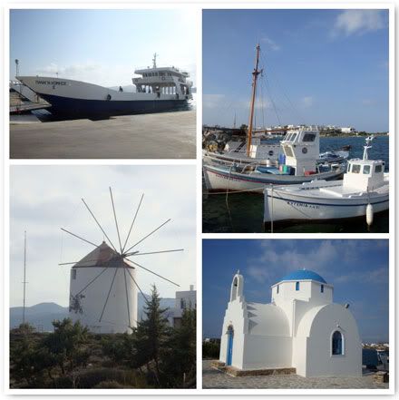 grece paros cyclades antiparos anti port moulin ferry bateau eglise