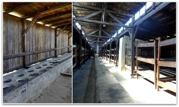 interieur baraquement baraque couchette latrine toilettes birkenau Auschwitz cracovie krakow 