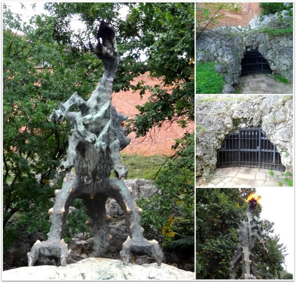 dragon grotte colline wawel somcza jama krak crache feu vistule cracovie krakow