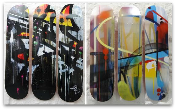mist smash137 smash 137 tryptique skate skateboard deck on street art 