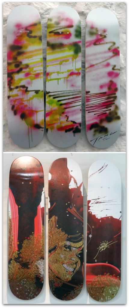 tanc sunset sun7 tryptique skate skateboard deck on street art