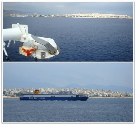 grece athenes bateau vue paysage ferry blue star ferries arrivee