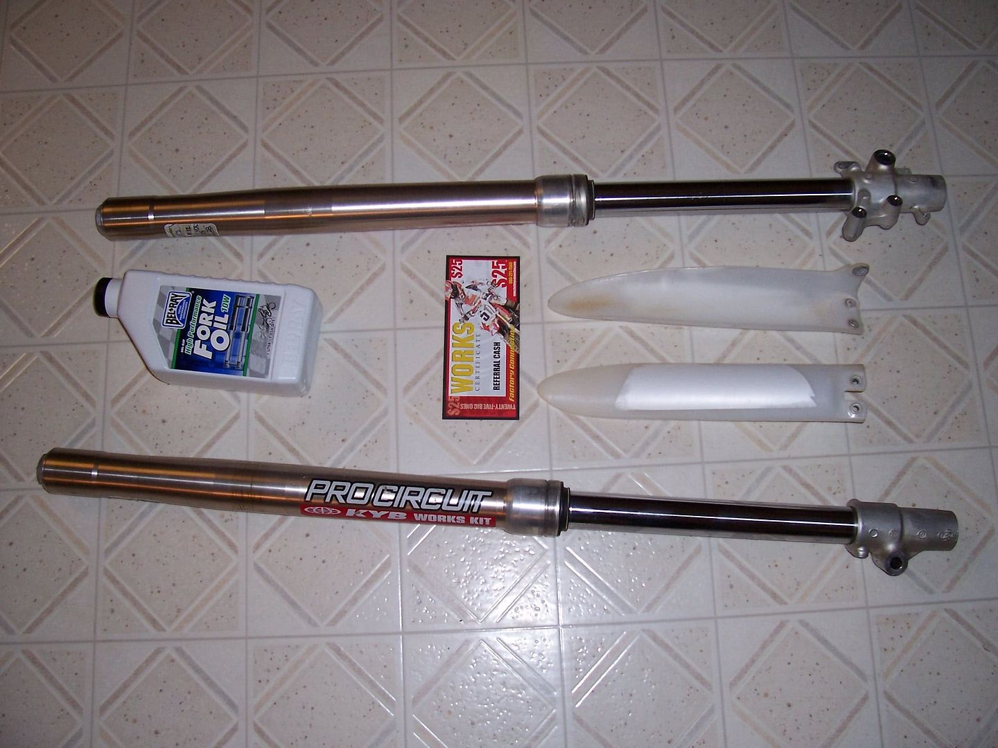 Inverted forks up for grabs. RM 85 front forks