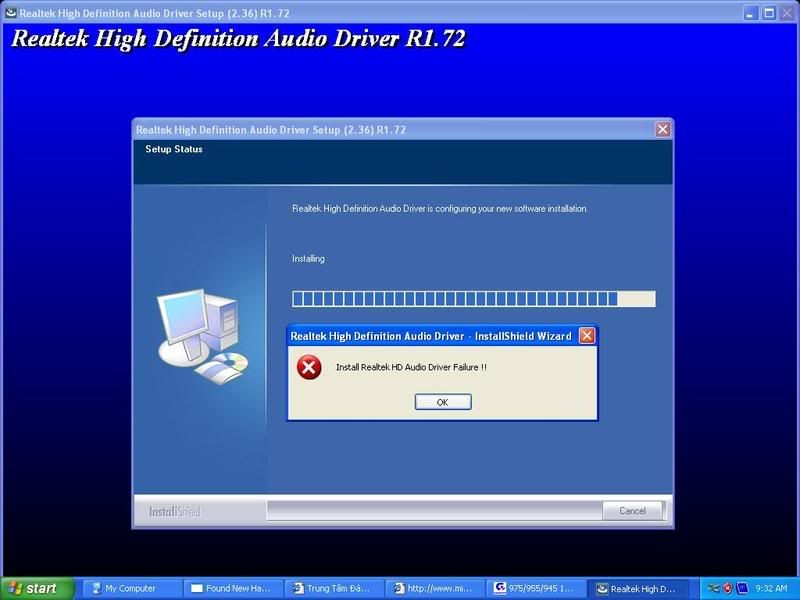 Install Realtek HD Audio Driver Failure !?? Nghe nói tải HotFix gì đó trên WWeb Cảu microsoft nhưng không biết Link hix ! Ai giúp mình đi !