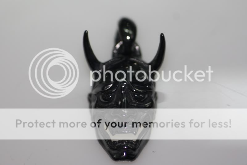 BLACK GOLD JAPANESE DEMON HANNYA NOH MASK ONI PENDANT  